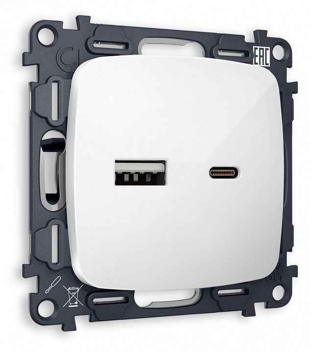 Розетка 2хUSB type A и C без рамки Ambrella Volt OMEGA MO111010