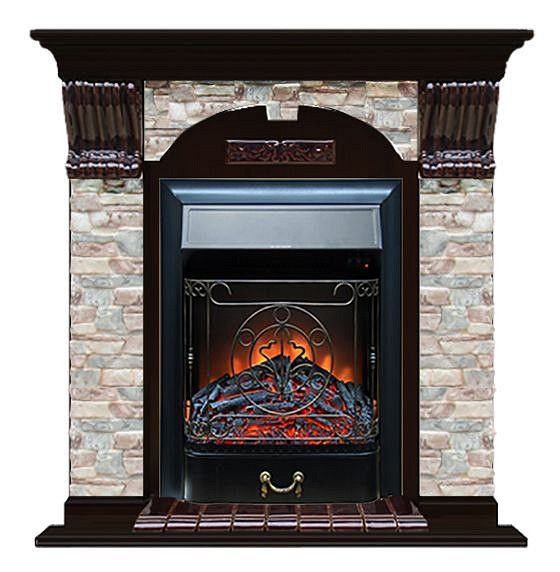 Комплект из электрокамина напольного и портала (106.5x36.5x98 см) Арочный ГЦ Majestic BL АР000063