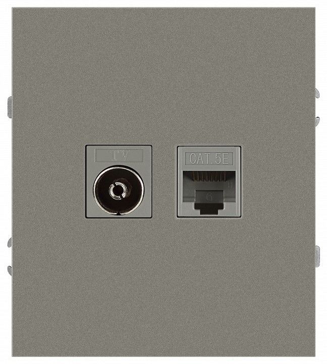 ТВ-розетка и розетка Ethernet RJ-45 без рамки Эра Arktik Б0070500