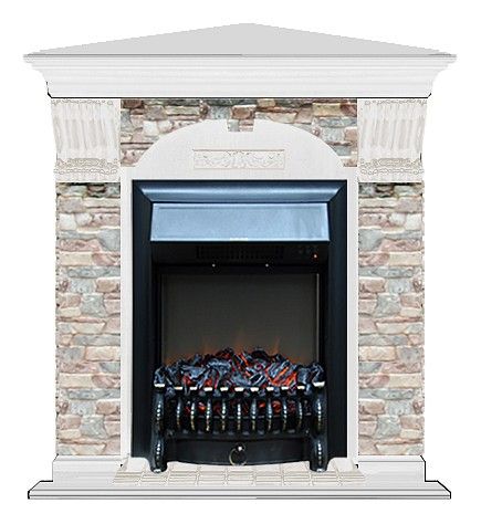 Комплект из электрокамина напольного и портала (106.5x81x98 см) Арочный ГЦ угл. Fobos BL АРУ00077