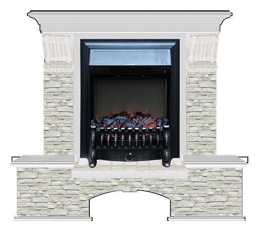 Комплект из электрокамина напольного и портала (122x40х108.5 см) Бостон К ГО Fobos BL БК000053