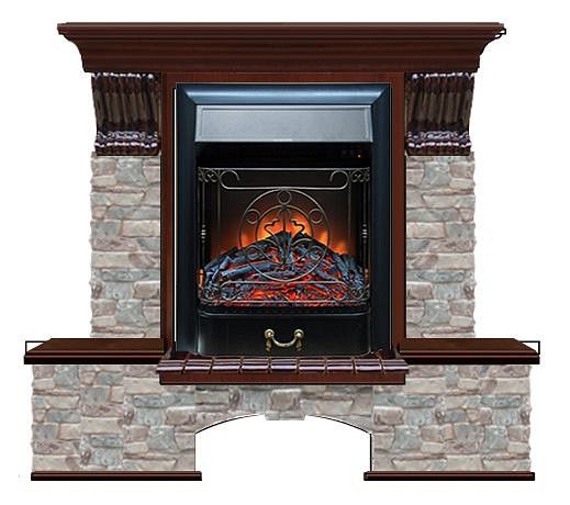 Комплект из электрокамина напольного и портала (122x40х108.5 см) Бостон К ГЦ Majestic BL БК000071