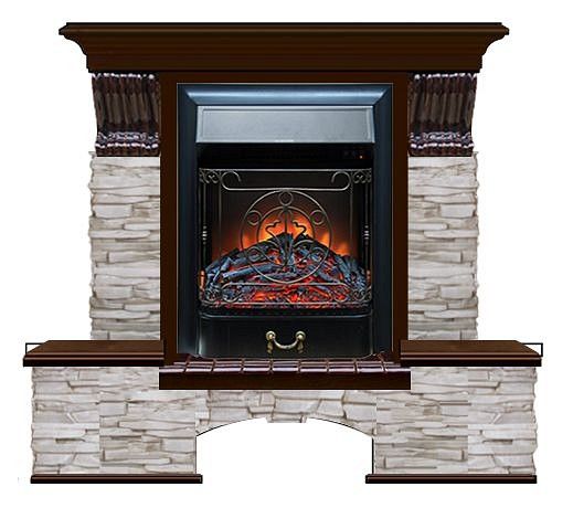 Комплект из электрокамина напольного и портала (122x40х108.5 см) Бостон К Мисхор Majestic BL БК000107