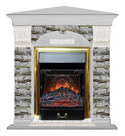 Комплект из электрокамина напольного и портала (106.5x81x98 см) Арочный Алтай угл. Majestic BR АРУ00016