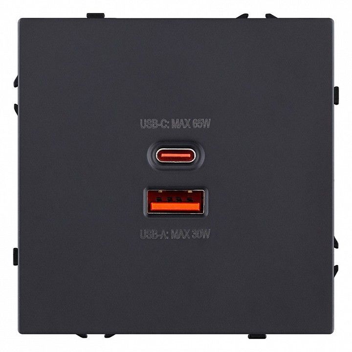 Розетка 2хUSB type A и C без рамки Kollinger Eclipse EC-024BK
