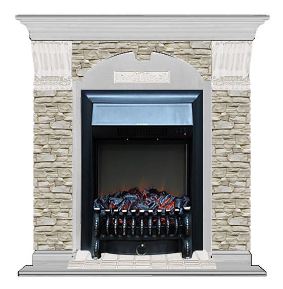 Комплект из электрокамина напольного и портала (106.5x36.5x98 см) Арочный ГО Fobos BL АР000053