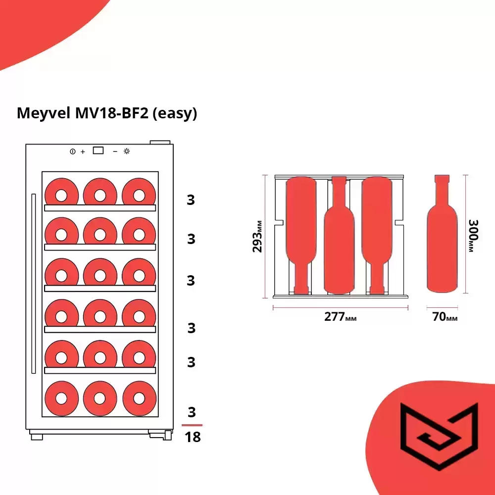 Винный шкаф Meyvel MV18-BF1 (удобный)