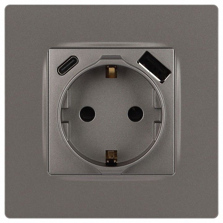 Розетка с заземлением и со шторкой и 2хUSB, без рамки Эра Эра 12 12-4108-16