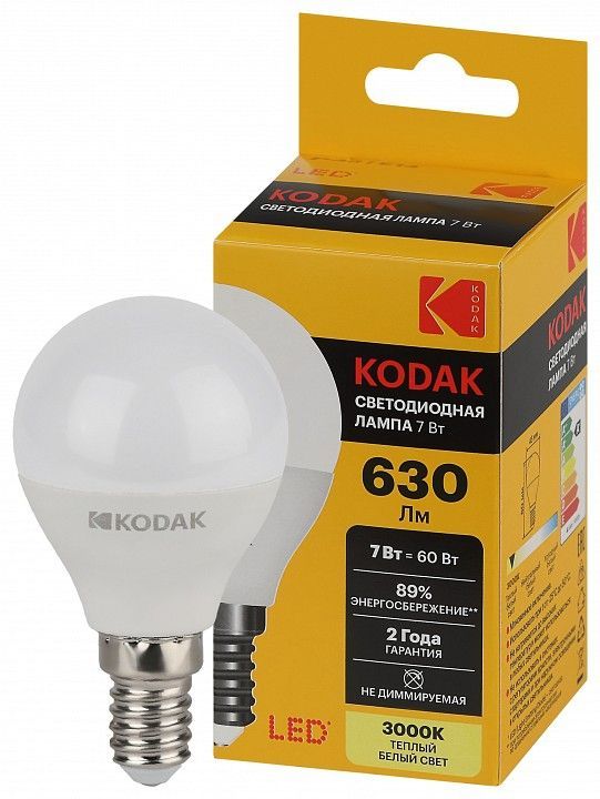 Лампа светодиодная Kodak  E14 7Вт 3000K LED KODAK P45-7W-830-E14 K