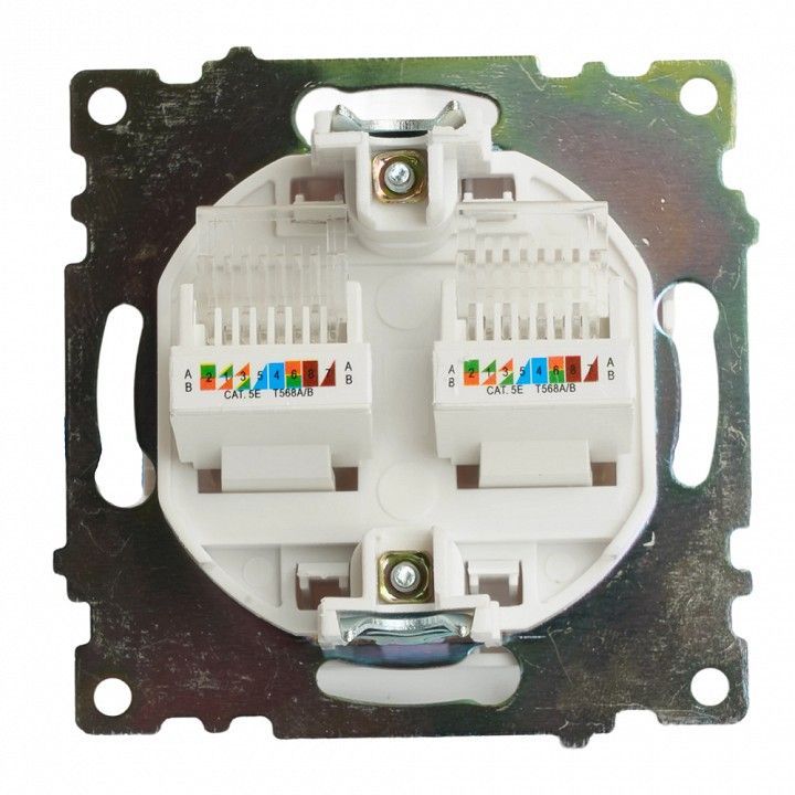 Розетка двойная Ethernet RJ-45 без рамки Stekker Катрин 50003