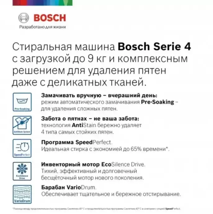 Стиральная машина с фронтальной загрузкой BOSCH WGA142X6OE