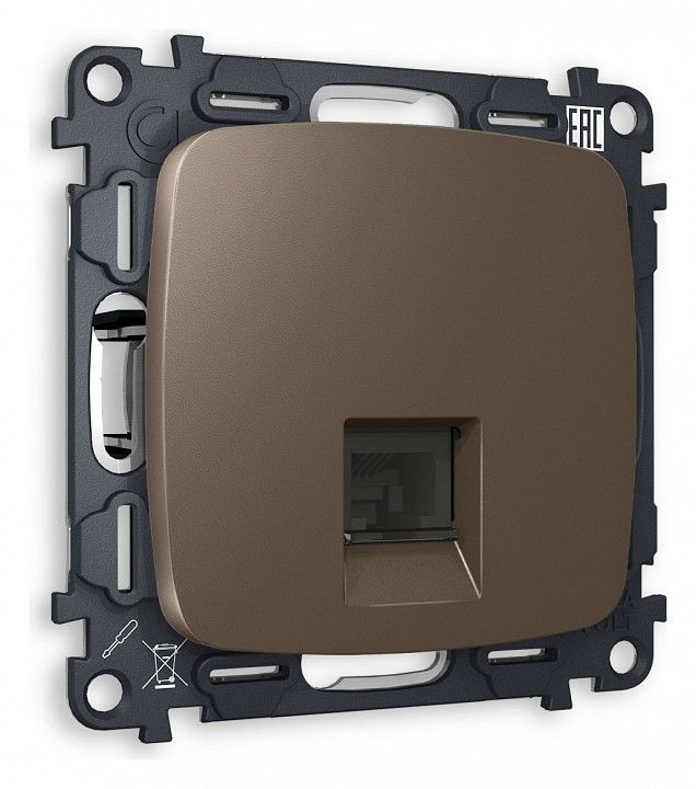 Розетка Ethernet RJ-45 и со шторками, без рамки Ambrella Volt OMEGA MO642010
