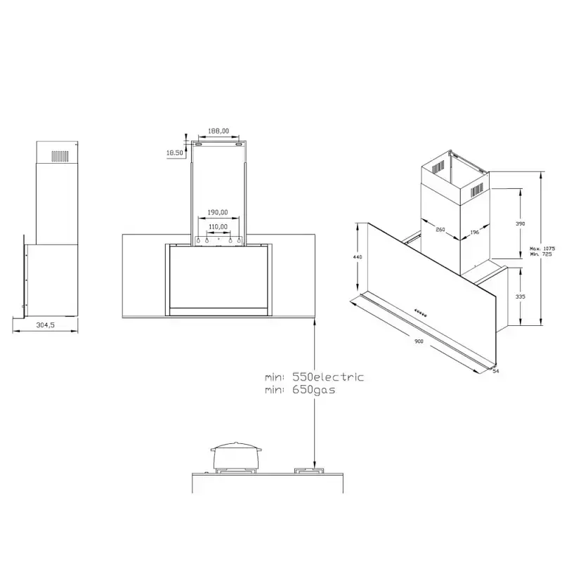 Вертикальная вытяжка Korting KHC 95330 GN