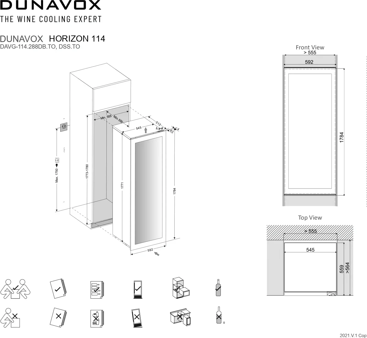 Встраиваемый винный шкаф Dunavox DAVG-114.288DC.TO