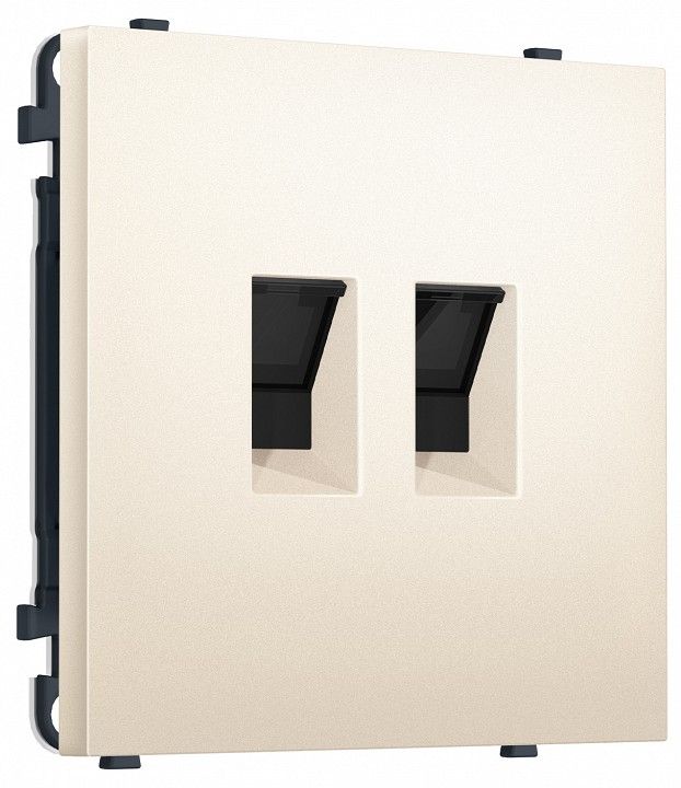 Розетка двойная Ethernet RJ-45 и со шторками, без рамки Ambrella Volt MS MS252110