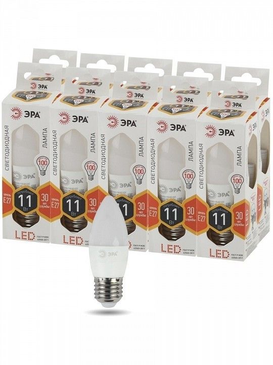 Лампа светодиодная Эра Стандарт E27 11Вт 2700K LED B35-11W-827-E27