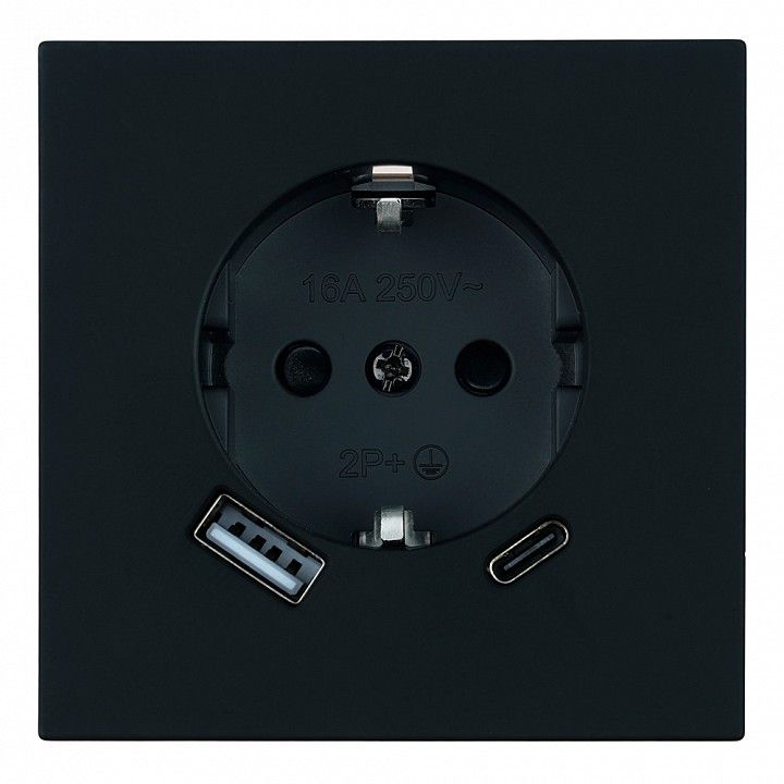 Розетка с заземлением и со шторкой и 2хUSB type A и C, без рамки Stekker Мия 50452