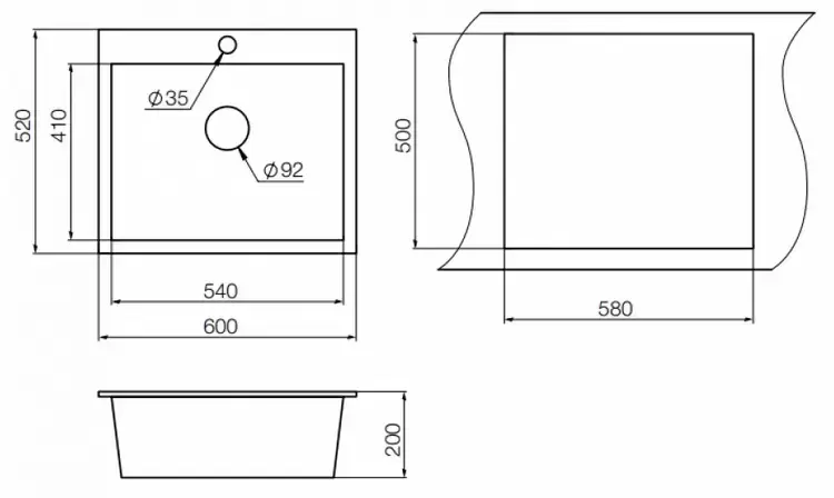 Мойка Graude QSS 60.0 черный
