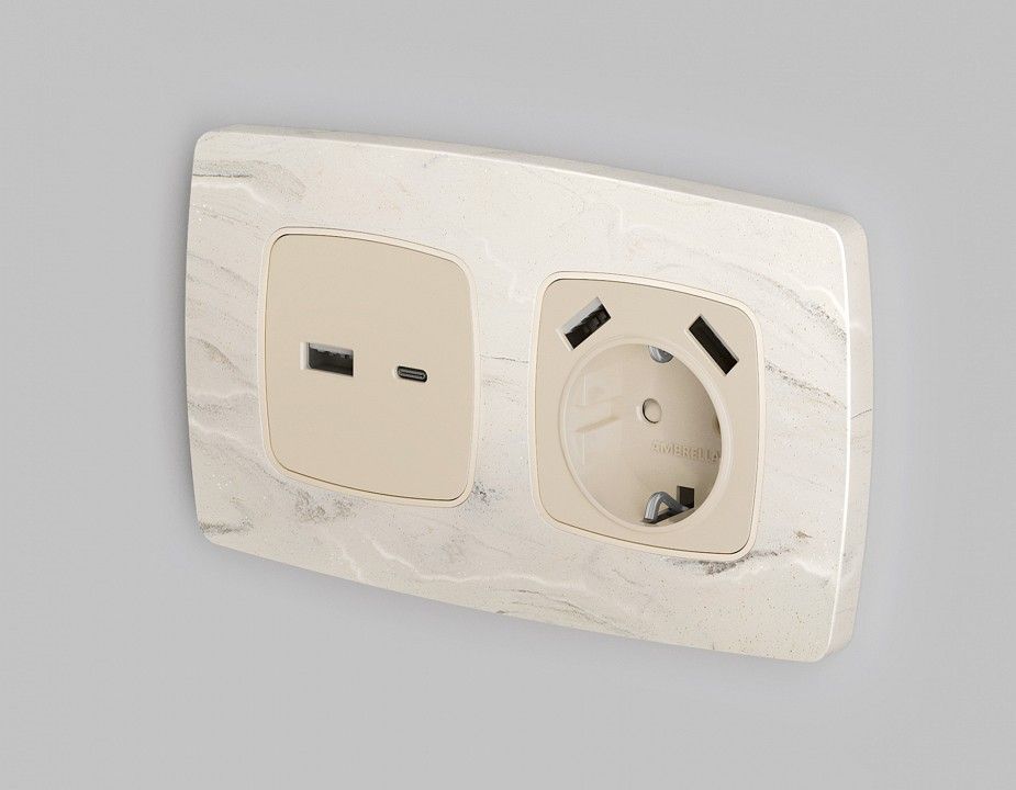 Накладка для розетки type A и C Ambrella Volt OMEGA OP3310