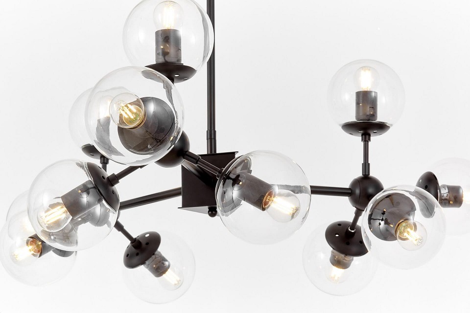 Люстра на штанге LUMINA DECO Zodiak LDP 160-12 BK+PR