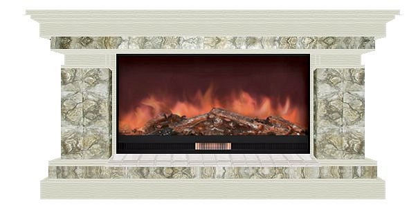 Комплект из электрокамина напольного и портала (143x45x80 см) Брайтон Карелия Premier S86 БР000004