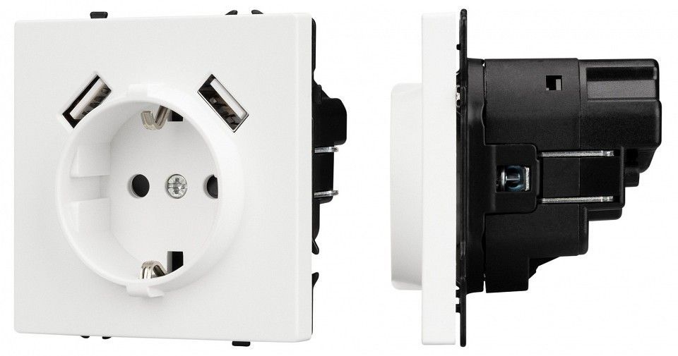 Розетка с заземлением и со шторкой и 2хUSB type A, без рамки Arlight NOBE 054288(1)