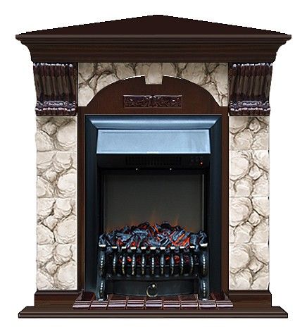 Комплект из электрокамина напольного и портала (106.5x81x98 см) Арочный Карелия угл. Fobos BL АРУ00085