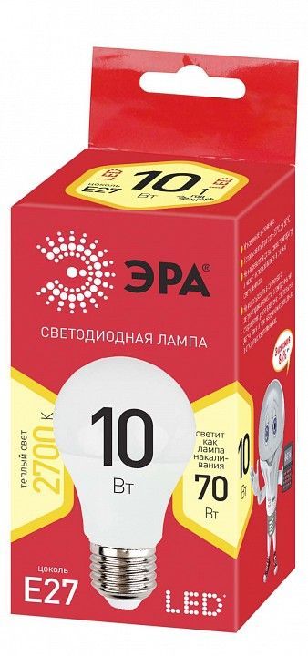 Лампа светодиодная Эра  E27 10Вт 2700K ECO LED A60-10W-827-E27 R