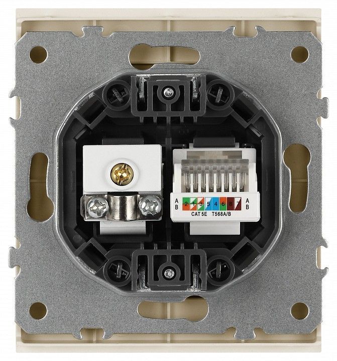 ТВ-розетка и розетка Ethernet RJ-45 без рамки Эра Arktik Б0070497