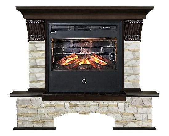 Комплект из электрокамина напольного и портала (125.5х42х111.5 см) Бостон 3D Алтай Samba 3DK00000002