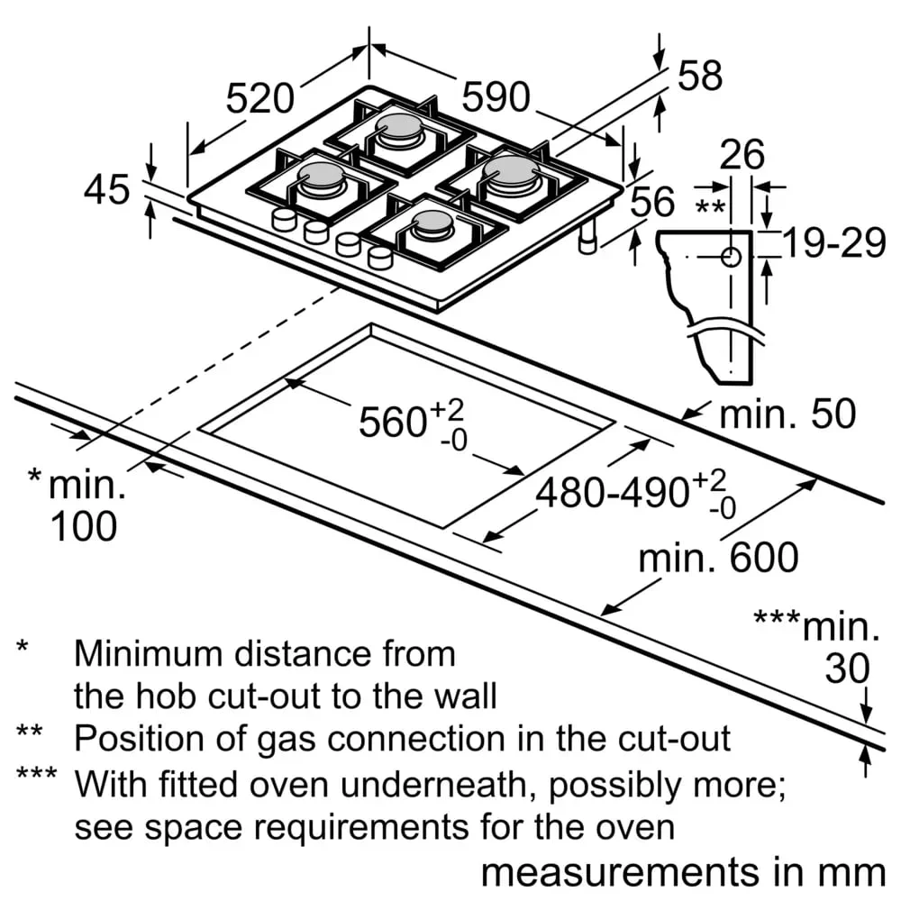 Газовая варочная панель Bosch PNK6B6P40R