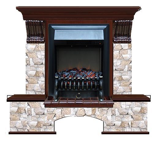 Комплект из электрокамина напольного и портала (122x40х108.5 см) Бостон К Арбат Fobos BL БК000029