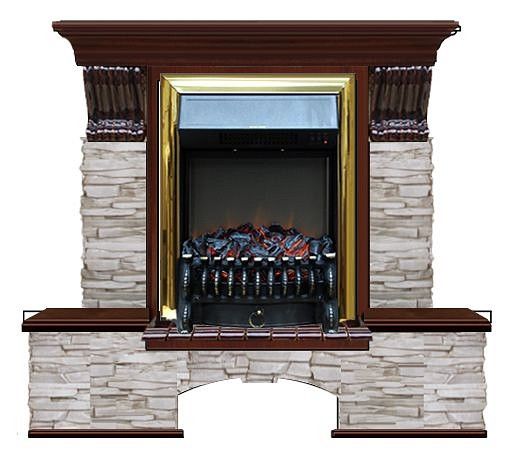 Комплект из электрокамина напольного и портала (122x40х108.5 см) Бостон К Мисхор Fobos BR БК000110