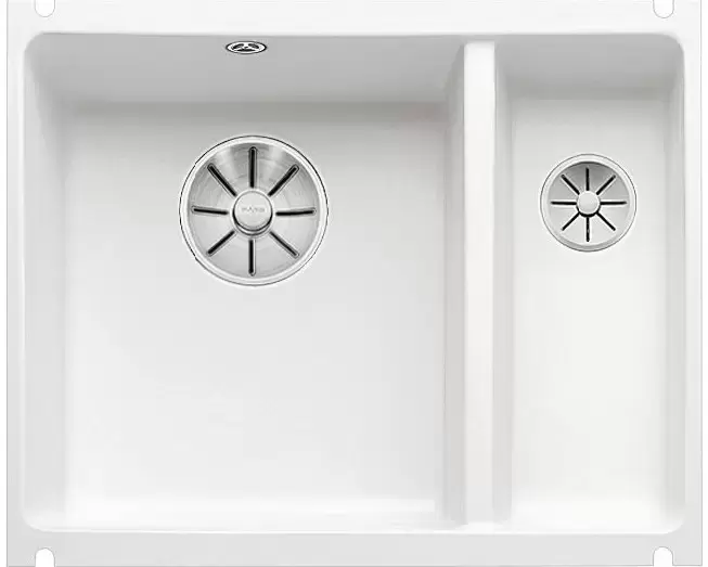 Мойка Blanco SUBLINE 350/150-U керамика отводная арматура InFino® глянцевый белый