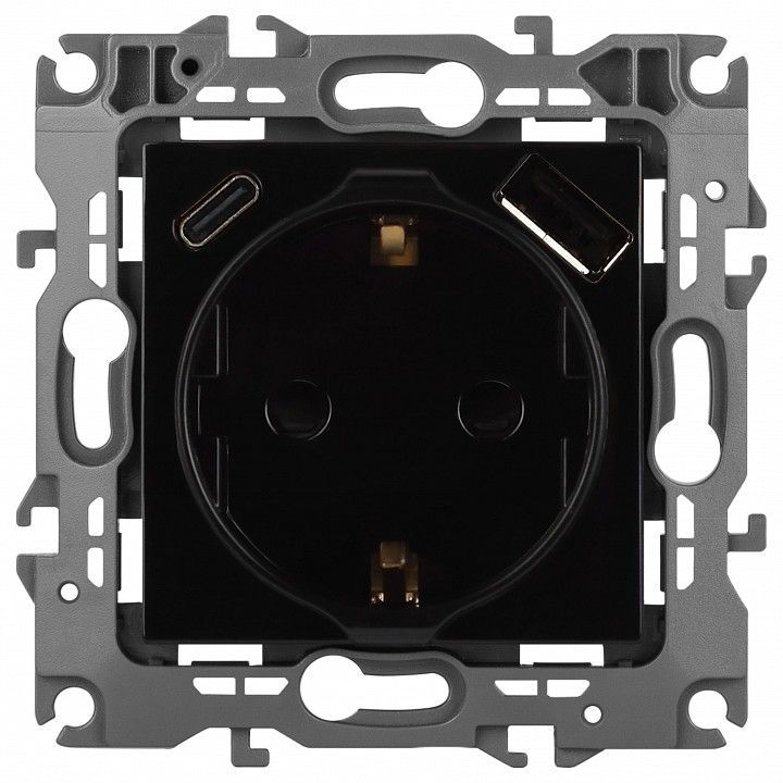 Розетка с заземлением и со шторкой и 2хUSB, без рамки Эра Эра 12 12-4108-06