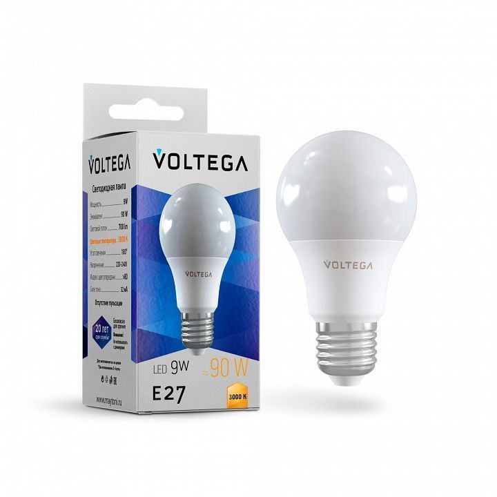 Лампа светодиодная Voltega груша (General purpose bulb) 9Вт E27 7Вт 3000K 7244
