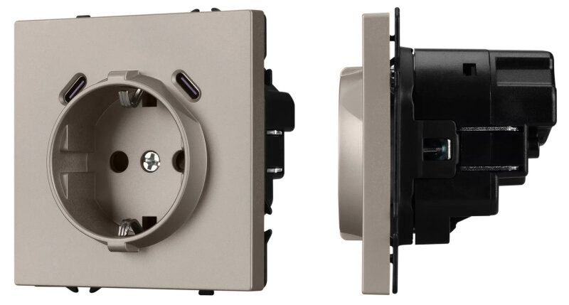 Розетка с заземлением и со шторкой и 2хUSB C, без рамки Arlight NOBE 061814(1)