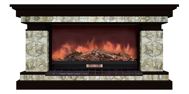Комплект из электрокамина напольного и портала (143x45x80 см) Брайтон Карелия Premier S86 БР000001