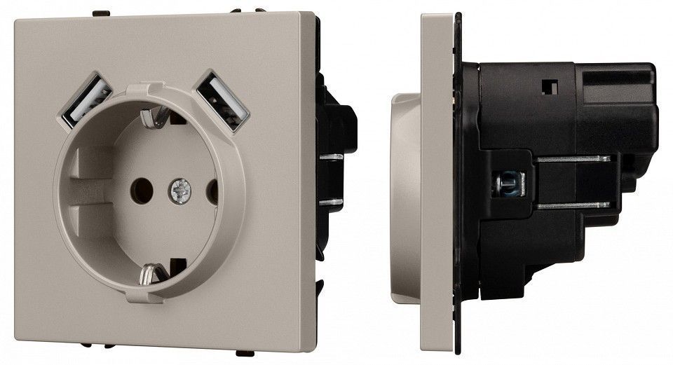 Розетка с заземлением и 2хUSB type A, без рамки Arlight SCT-NOBE 059442