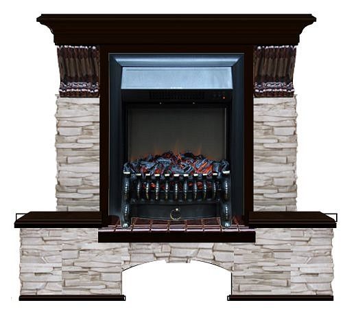 Комплект из электрокамина напольного и портала (122x40х108.5 см) Бостон К Мисхор Fobos BL БК000101