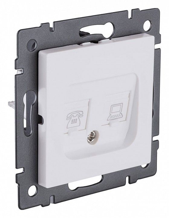 Розетка двойная RJ-11 и Ethernet RJ-45, без рамки Kollinger  REA-011WM