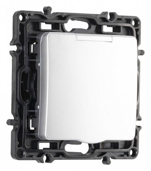 Розетка влагозащищенная с заземлением и со шторкой с крышкой Arte Milano am-217 217.41-1.silver