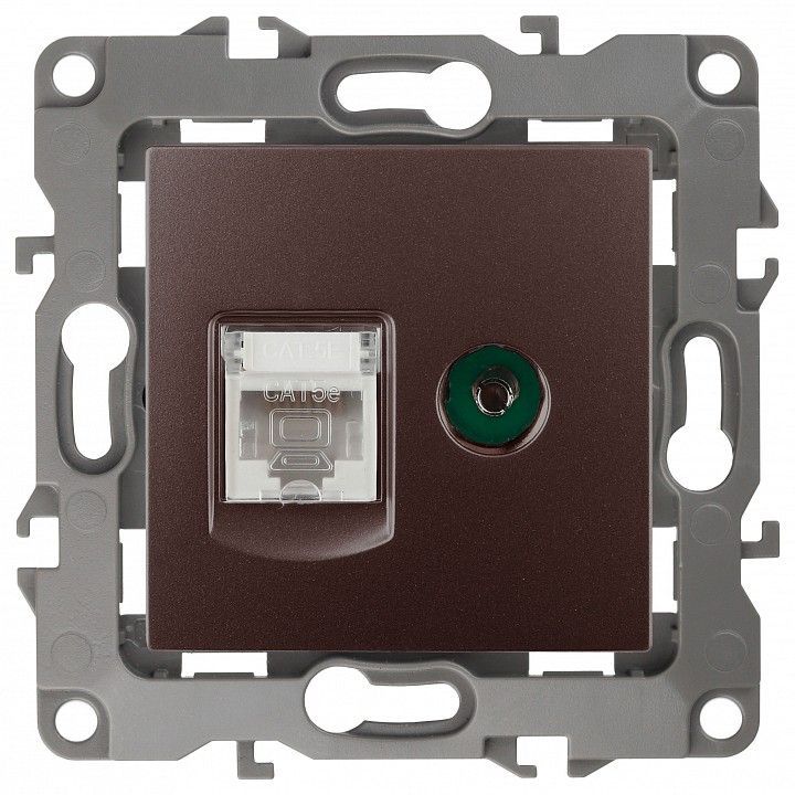 ТВ-розетка и розетка Ethernet RJ-45 без рамки Эра Эра 12 12-3110-13