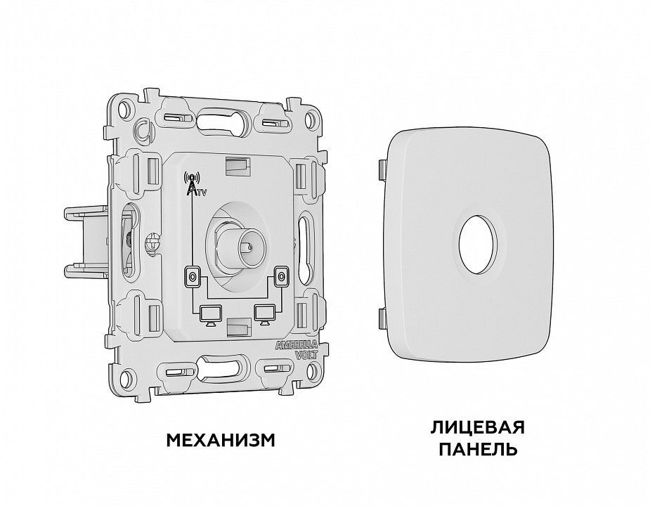 ТВ-розетка проходная без рамки Ambrella Volt OMEGA MO413030
