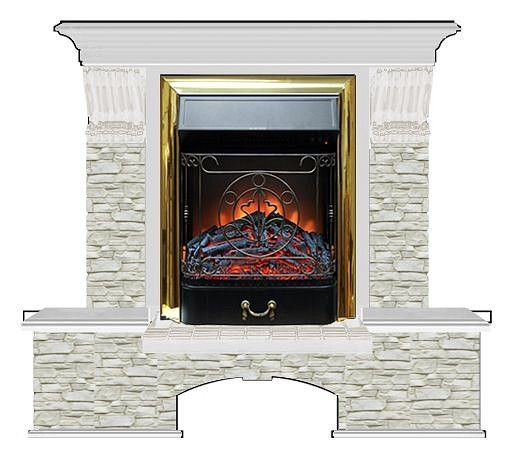 Комплект из электрокамина напольного и портала (122x40х108.5 см) Бостон К ГО Majestic BR БК000056