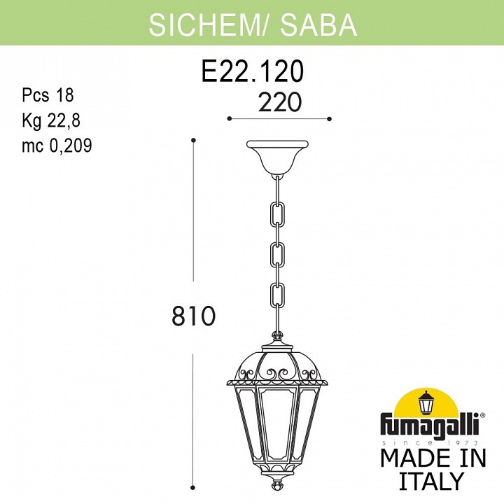 Подвесной светильник Fumagalli SABA K22.120.000.AXE27