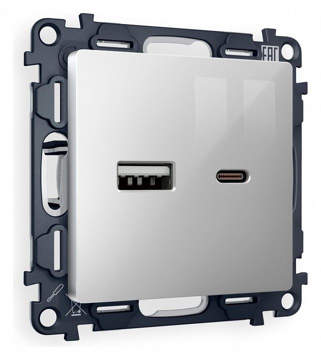 Розетка 2хUSB type A и C без рамки Ambrella Volt ALFA MA411010