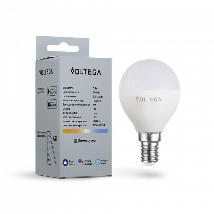 Лампа светодиодная с управлением через Wi-Fi Voltega Умные лампы (Wi-Fi) E14 5Вт 2700-6500K 2428