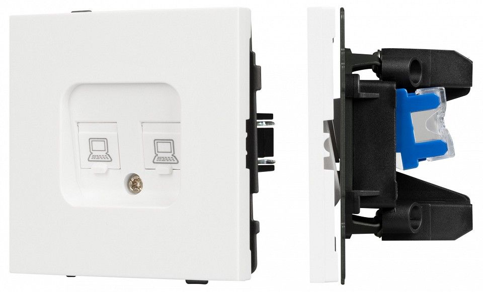 Розетка двойная Ethernet RJ-45 и со шторками, без рамки Arlight SCT-TENDO 054598