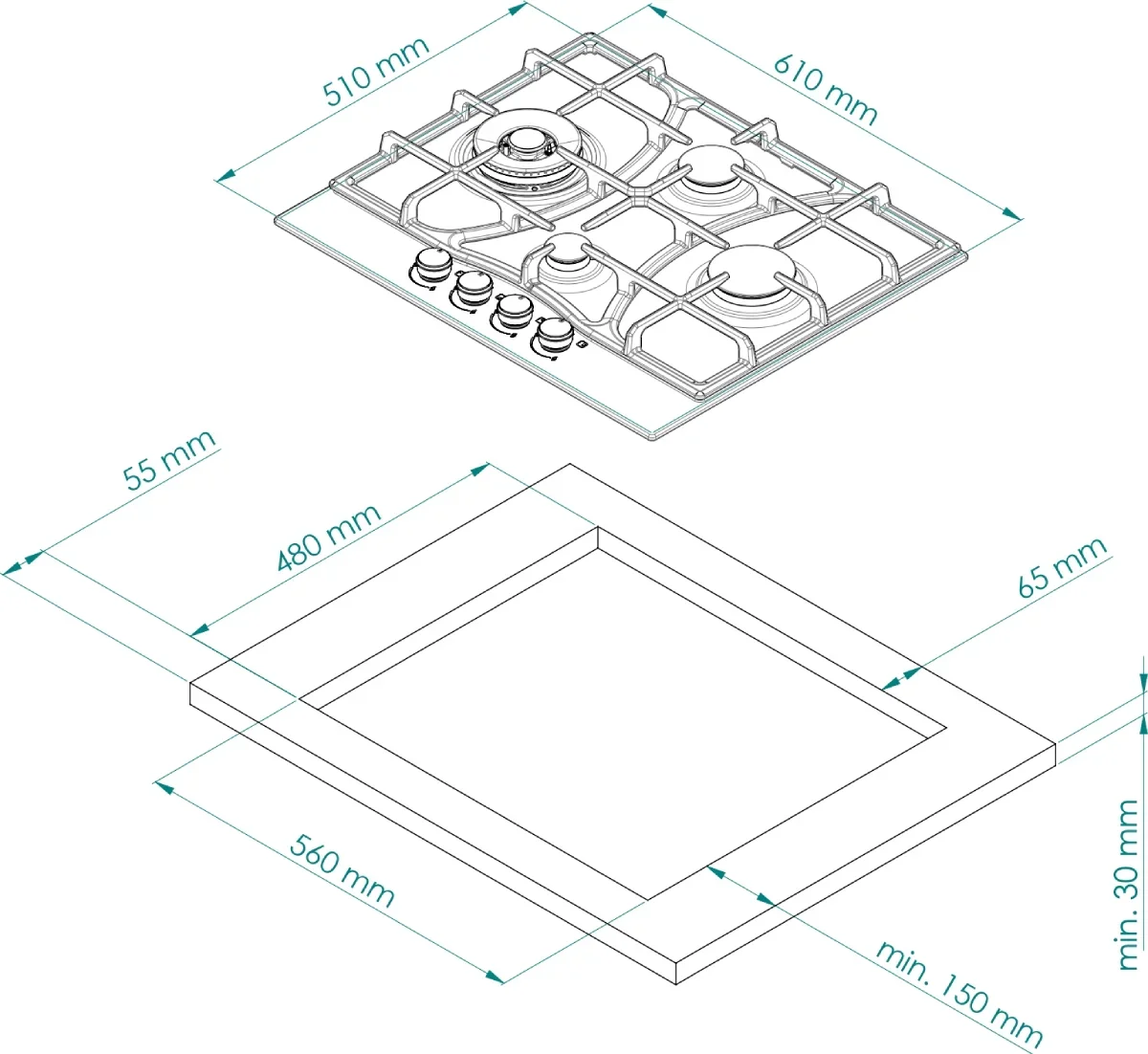 Газовая варочная панель Kuppersberg FS 604 W Silver